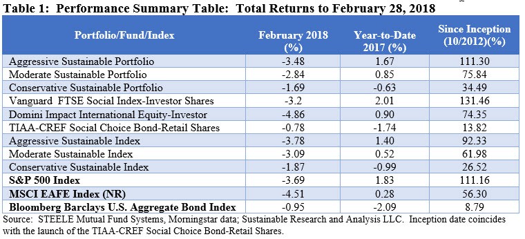 ESG Portfolio performance summary: return to February 2018