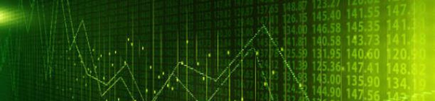 Green financial data background with line chart