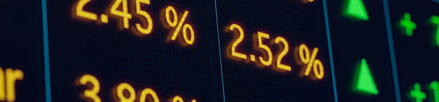 Yields and interest rates rising. Bond market yields and maturities. Stock market and exchange screen, finance, savings. 3D illustration