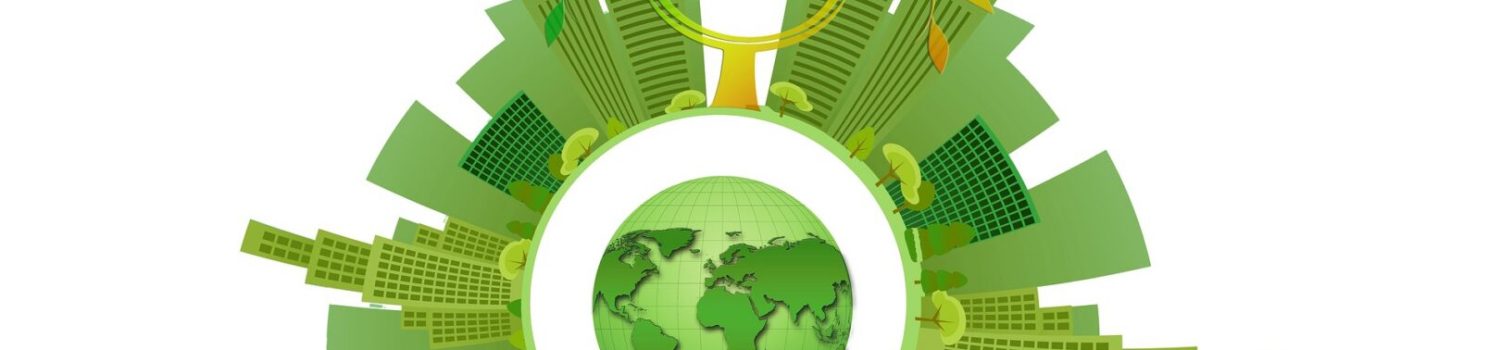 Green bonds-3-2021-image Green globe surrounded by sustainable city and trees
