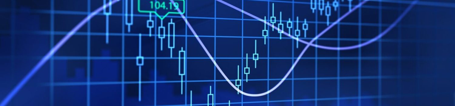Financial chart showing Fibonacci levels and trendlines