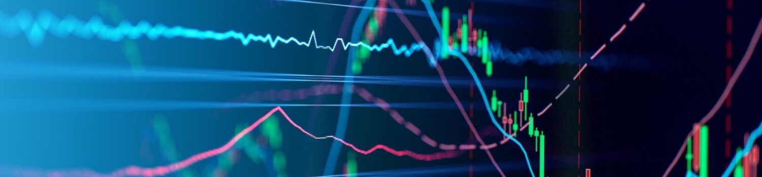 Stock market candlestick and indicator charts