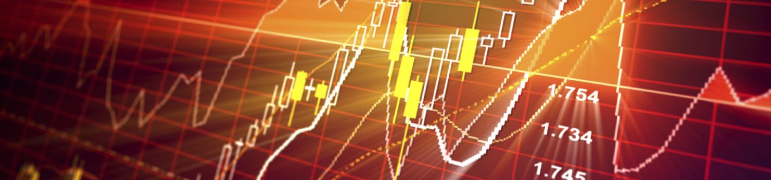 S&P 500 ESG-5 image Red financial chart with candlestick and lines