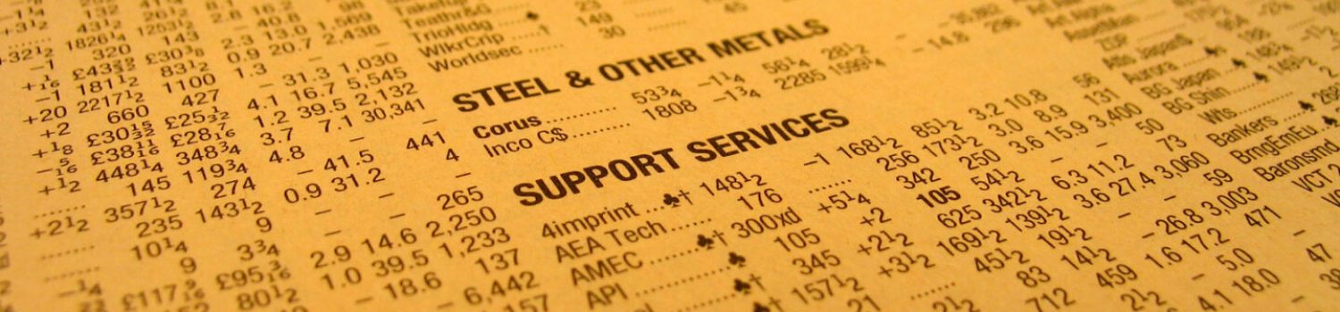SUSTAIN Index Jan 2019 IMAGE-2 Close-up of financial newspaper stock listings