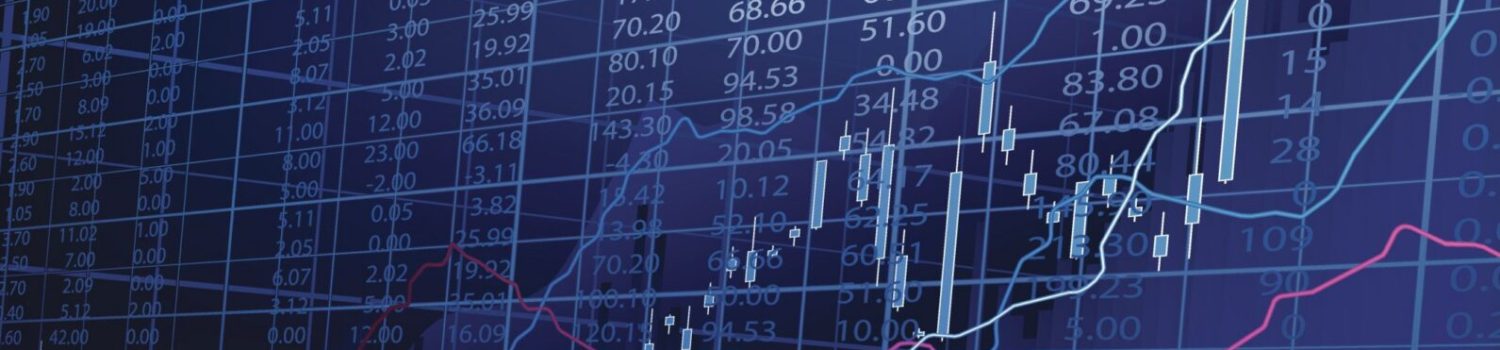 Stock market candlestick and line charts