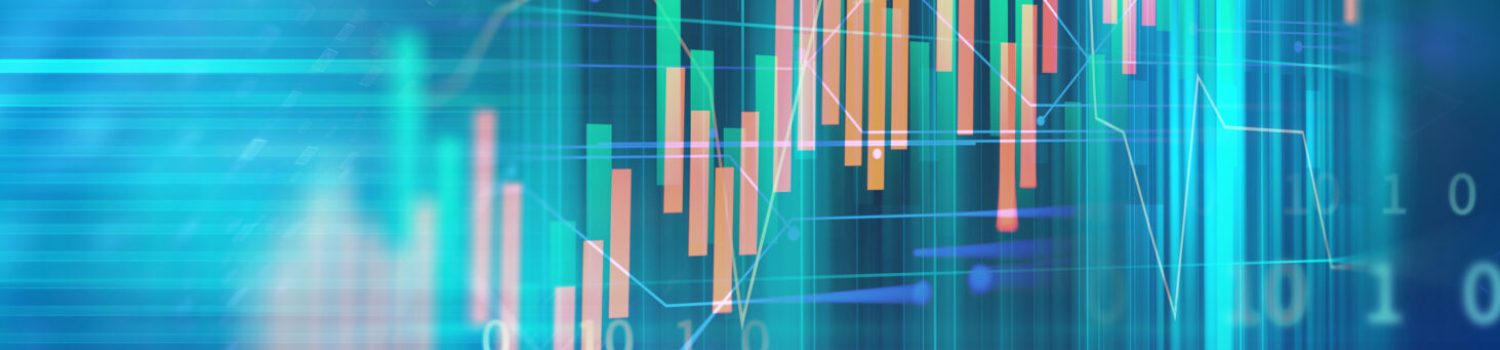 Abstract financial chart with colorful candlesticks