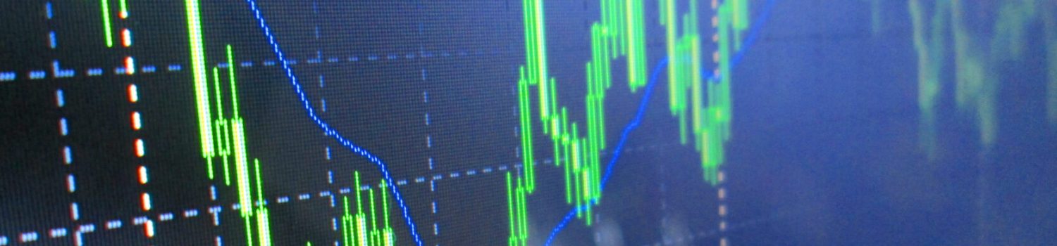 Stock market chart with green candlesticks